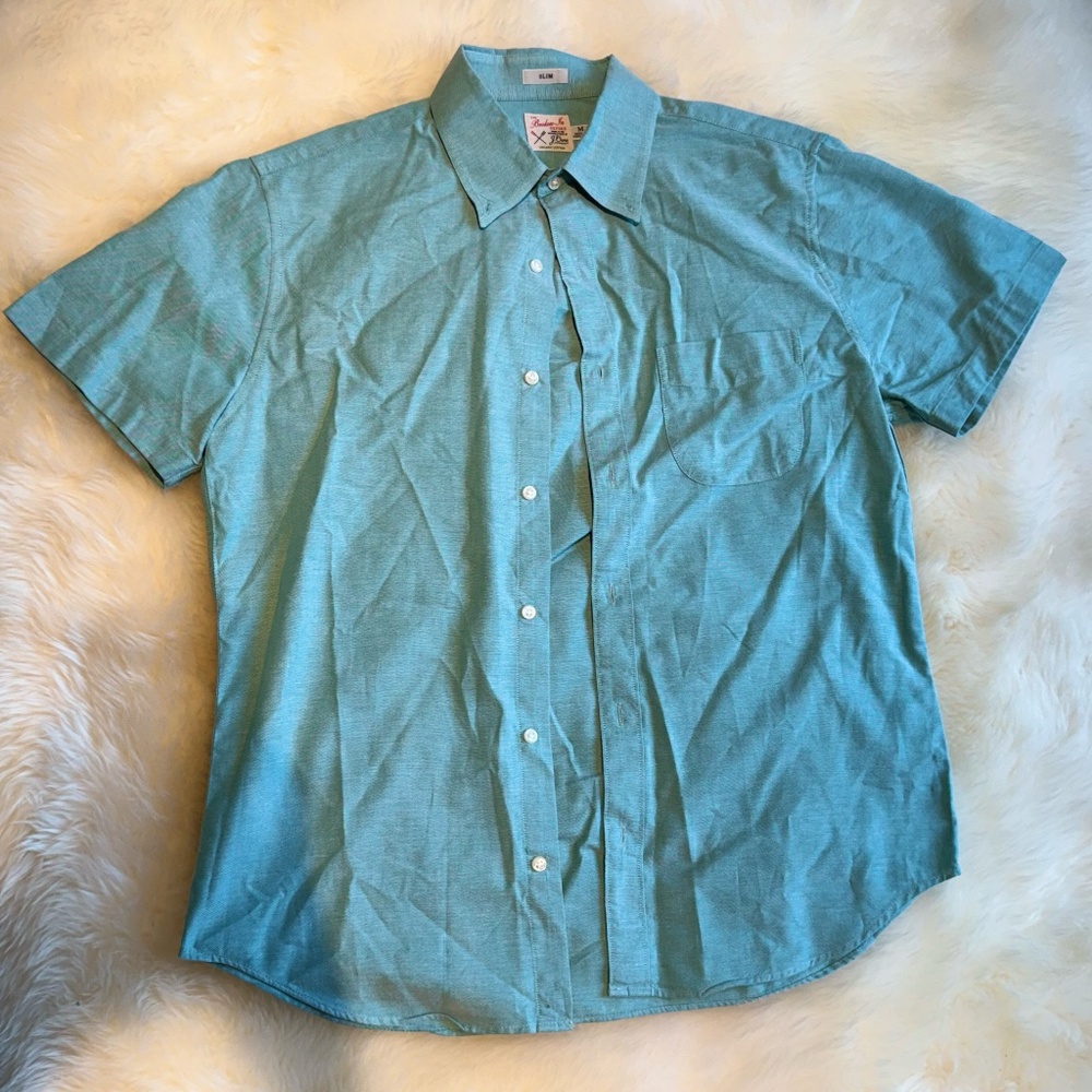 Slim short-sleeve Broken-in organic cotton oxford shirt